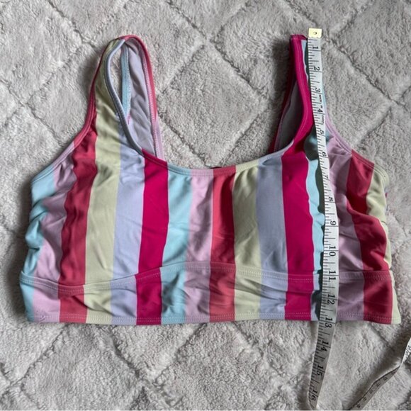 Torrid | Pastel Rainbow Stripe Wireless Scoop Bikini Top | Size 1 - Picture 9 of 10